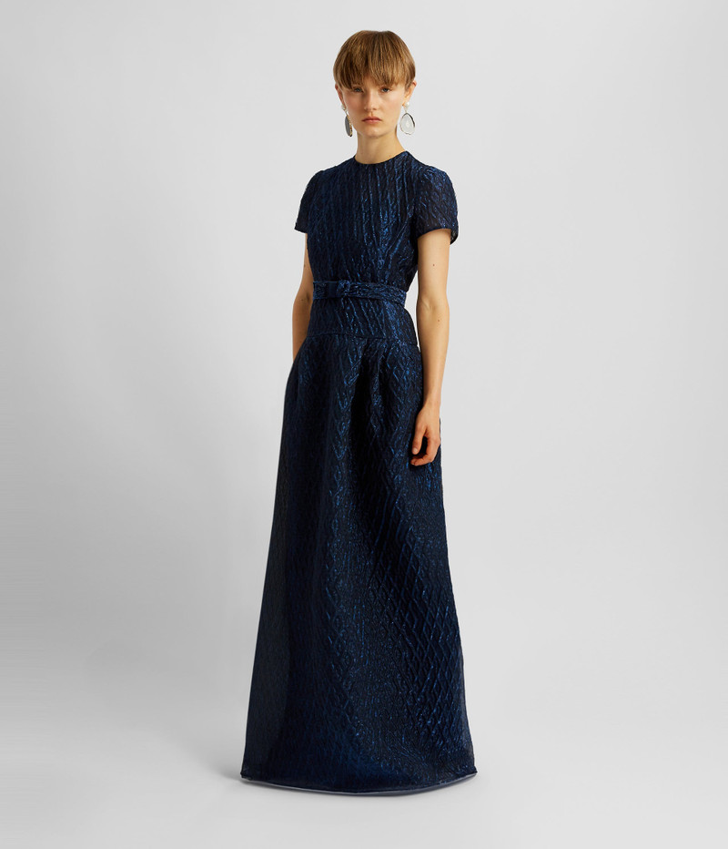 SHORT SLEEVE A-LINE EVENING GOWN 4