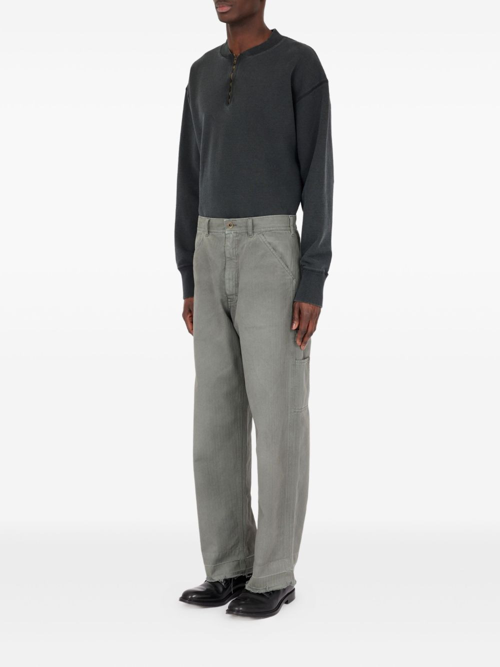 textured straight-leg jeans - 7