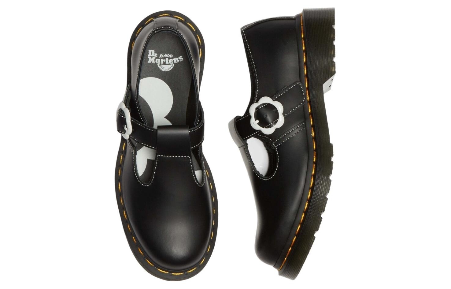 (WMNS) Dr. Martens Polley Smooth Leather Mary Janes 'Black' 31687001 - 4