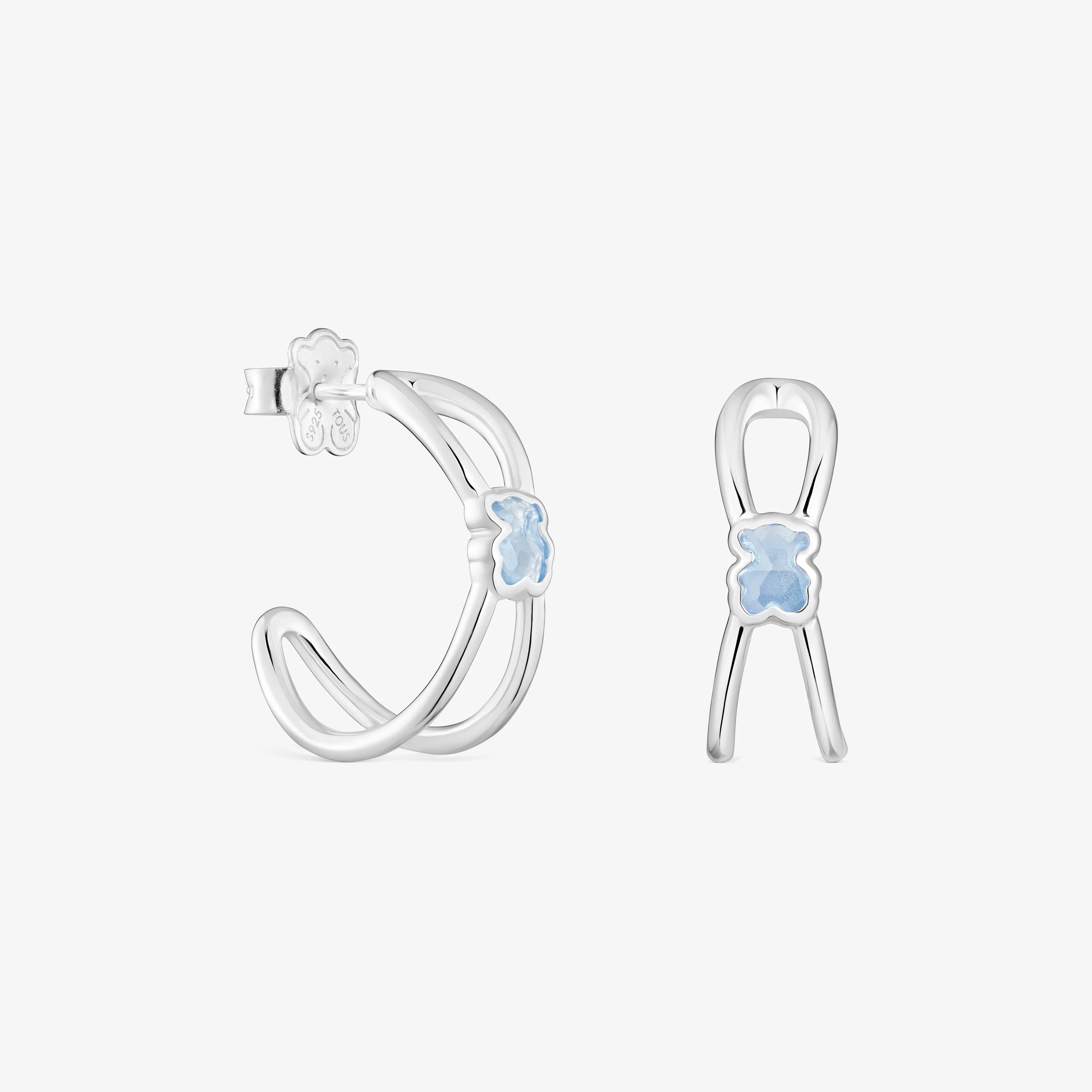 Silver Hoop earrings with laboratory-grown blue spinel Icon Color LGG - 1
