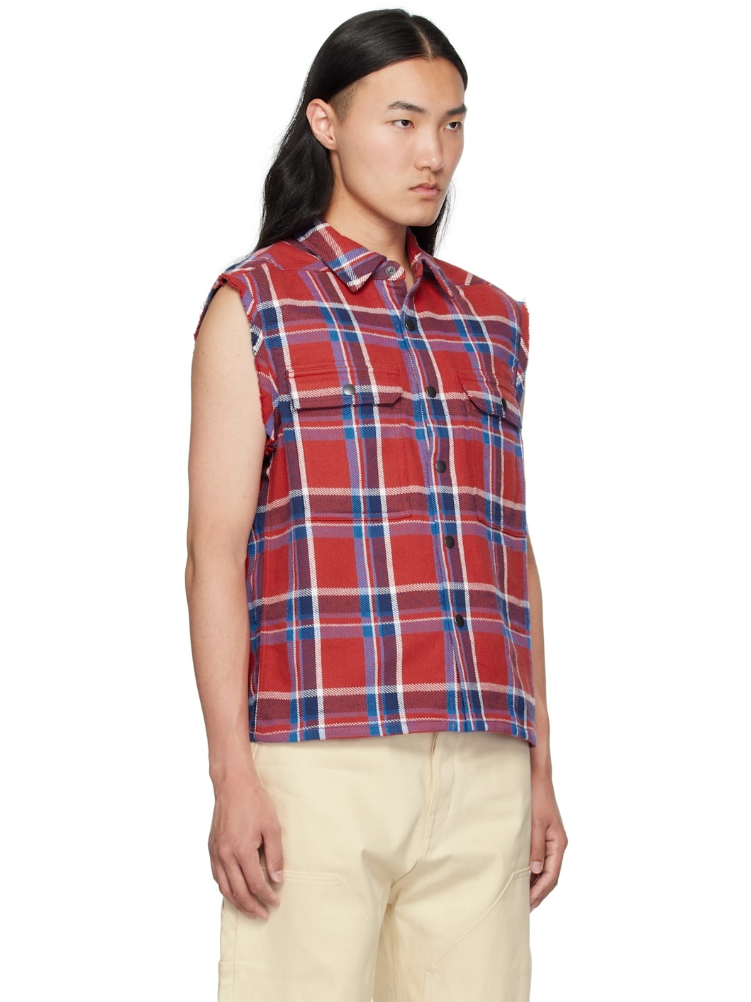 Red & Navy Hollywood SL Cropped Outershirt Vest - 2