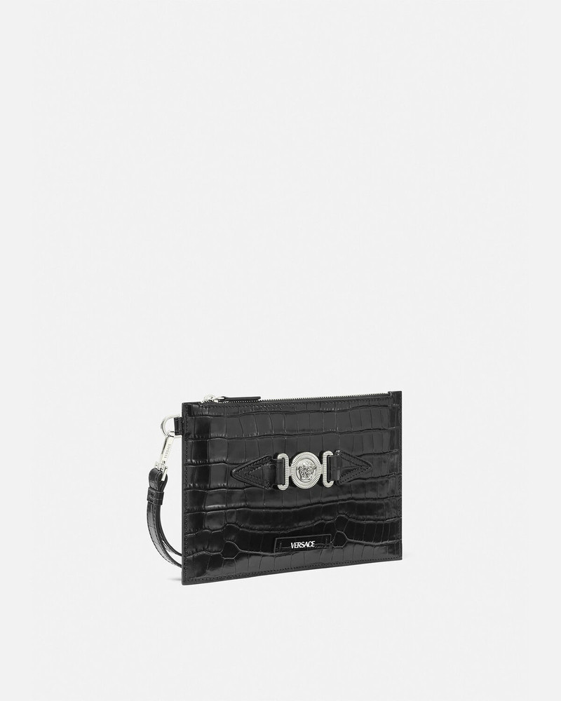 VERSACE Croc-Effect Medusa Biggie Small Pouch outlook