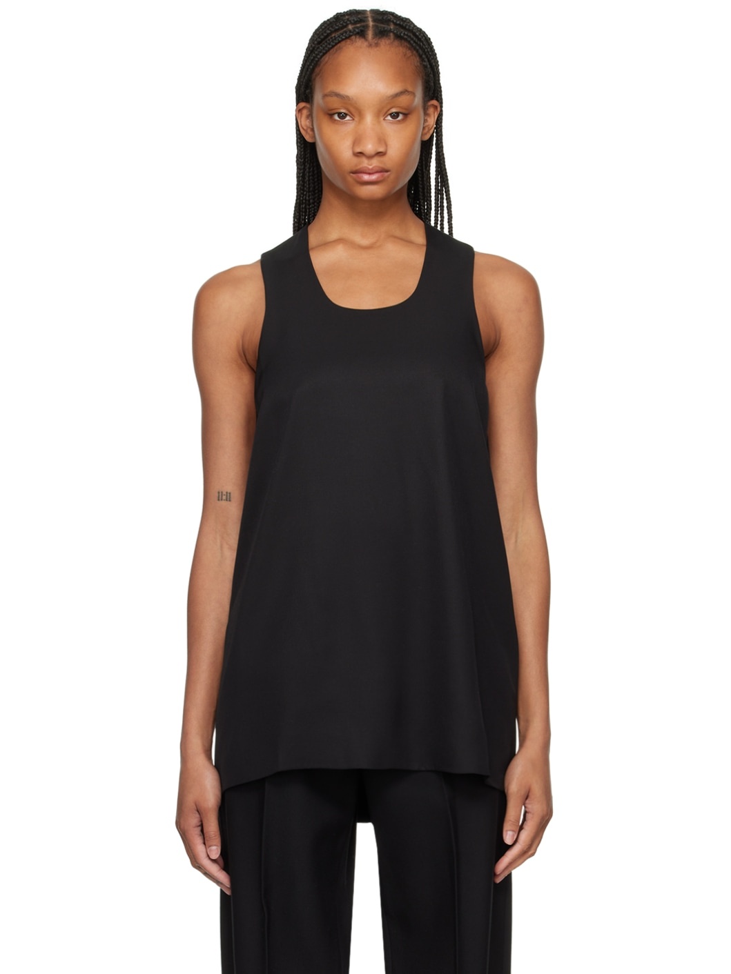 Black Double Face Tank Top - 1