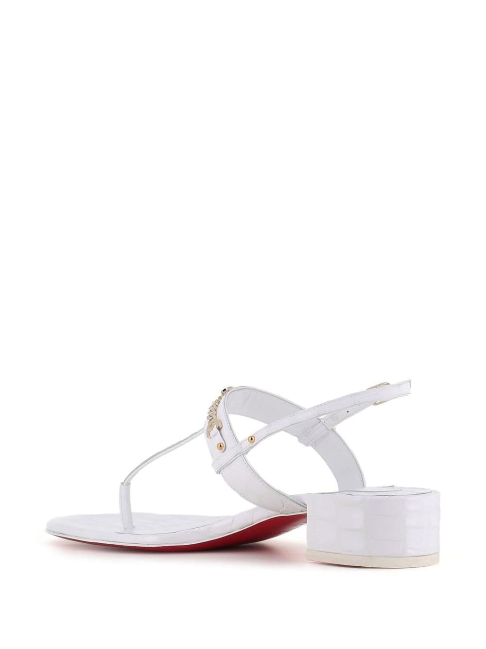 logo-plaque leather sandals - 3