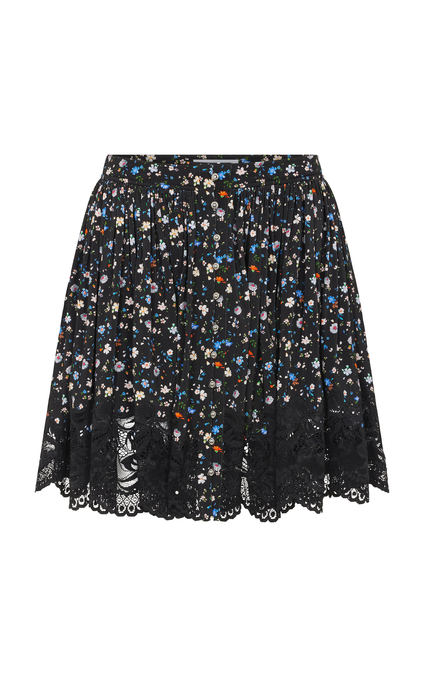 Lace-Trimmed Crepe Mini Skirt black - 1