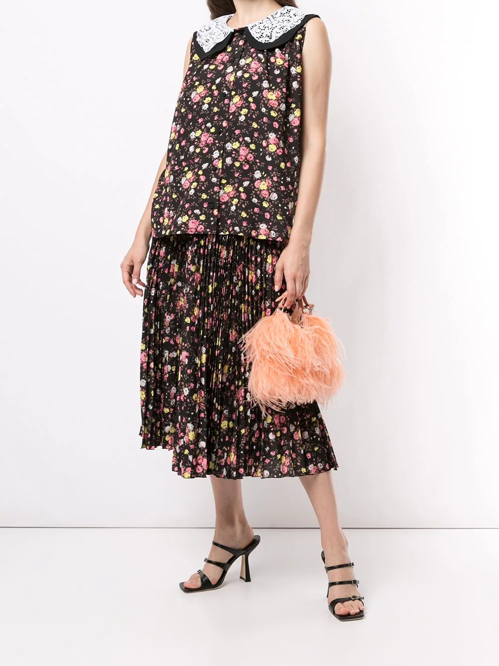 floral print pleated midi skirt - 2