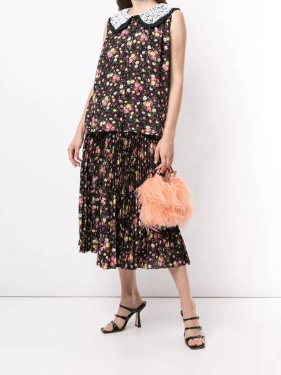 MSGM floral print pleated midi skirt outlook