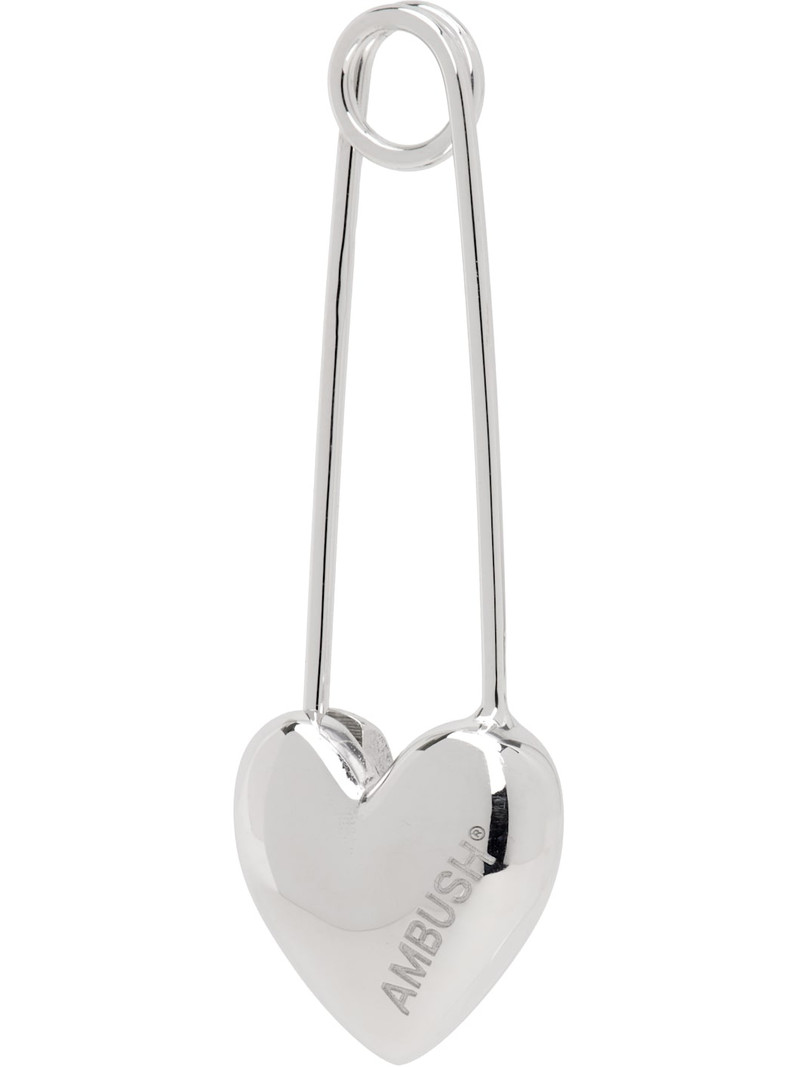 Ambush Silver Heart Safety Pin Single Earring outlook