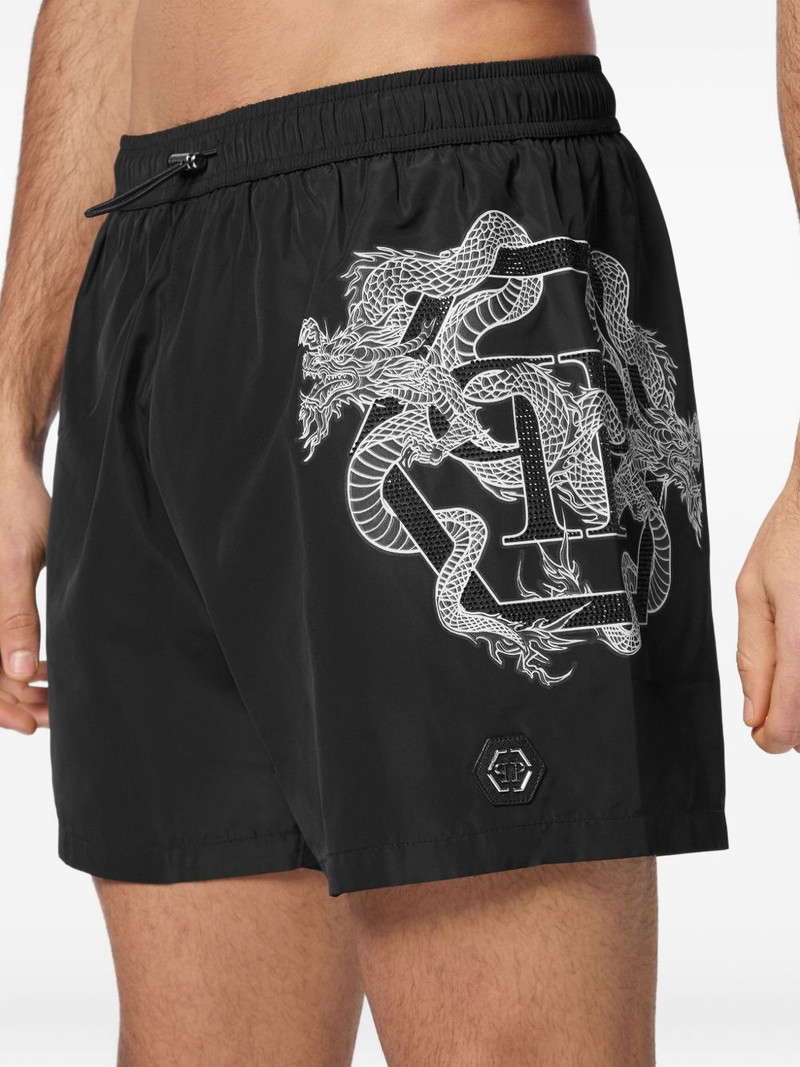 PHILIPP PLEIN dragon-print swim shorts outlook
