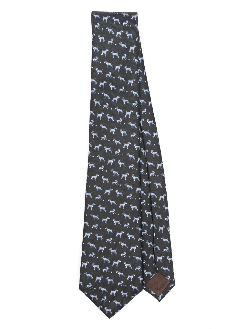 dog-print silk tie - 1