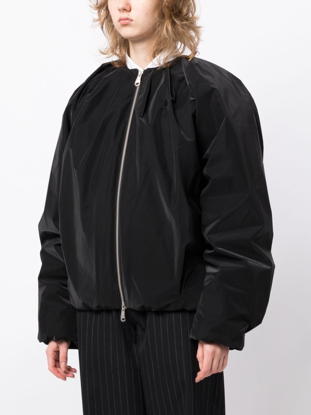 pleat-detail padded bomber jacket - 3