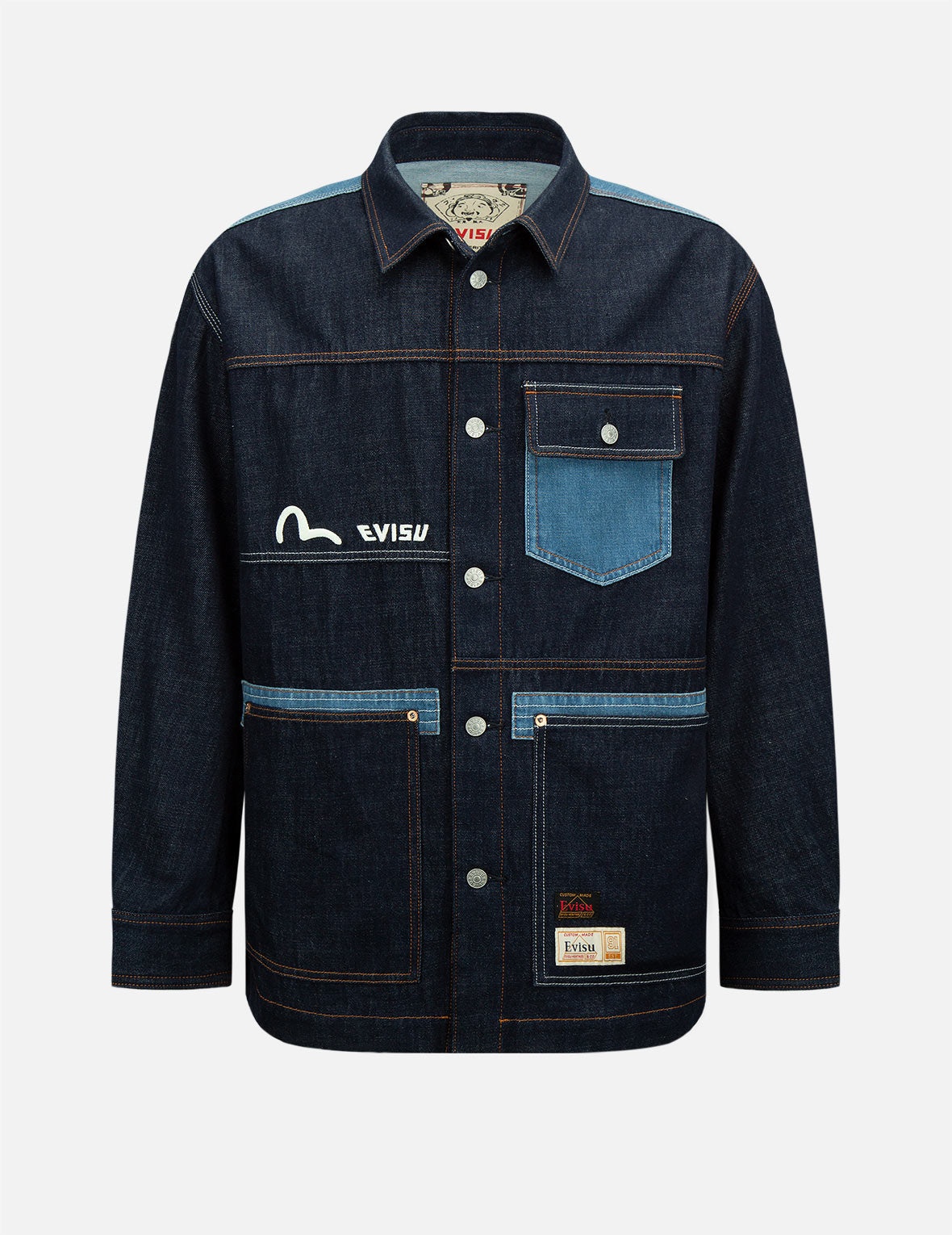 Vintage Handwritten Logo Embroidered Denim Shirt Jacket - 8