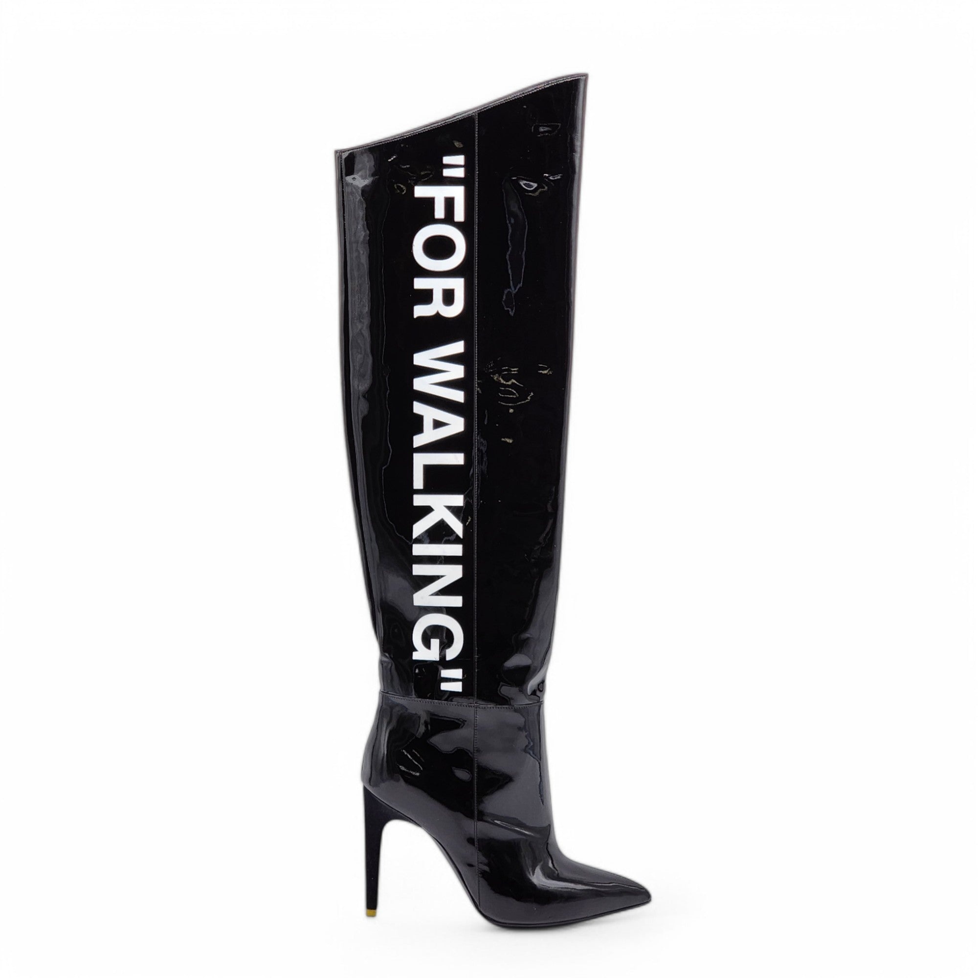 Off-White x Virgil Abloh For Walking Boots 100mm - Patent Leather - Black 35 - 2