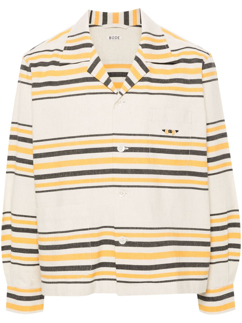 embroidered-logo striped shirt - 1