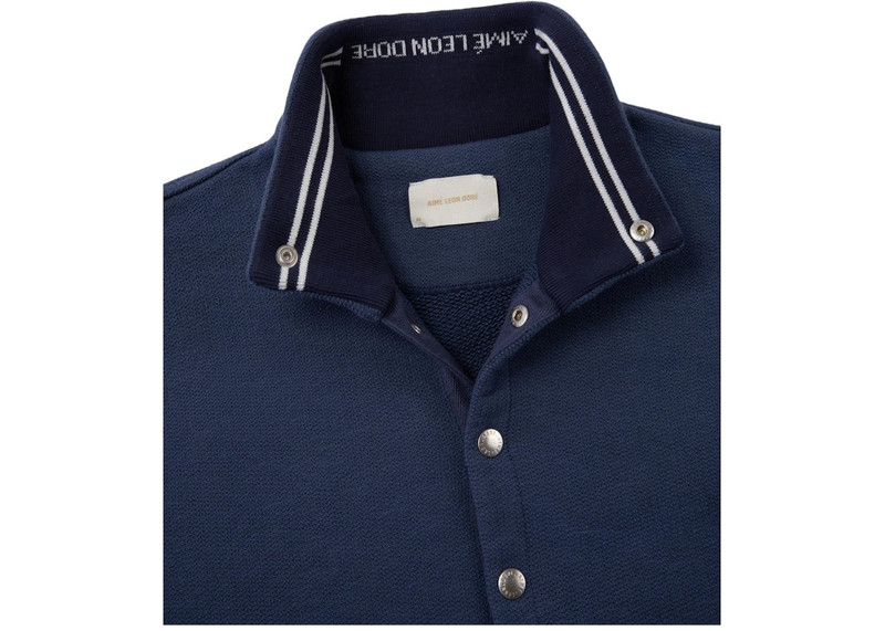 AIMÉ LEON DORE Aime Leon Dore Jacquard Collar Snap Pullover Navy outlook