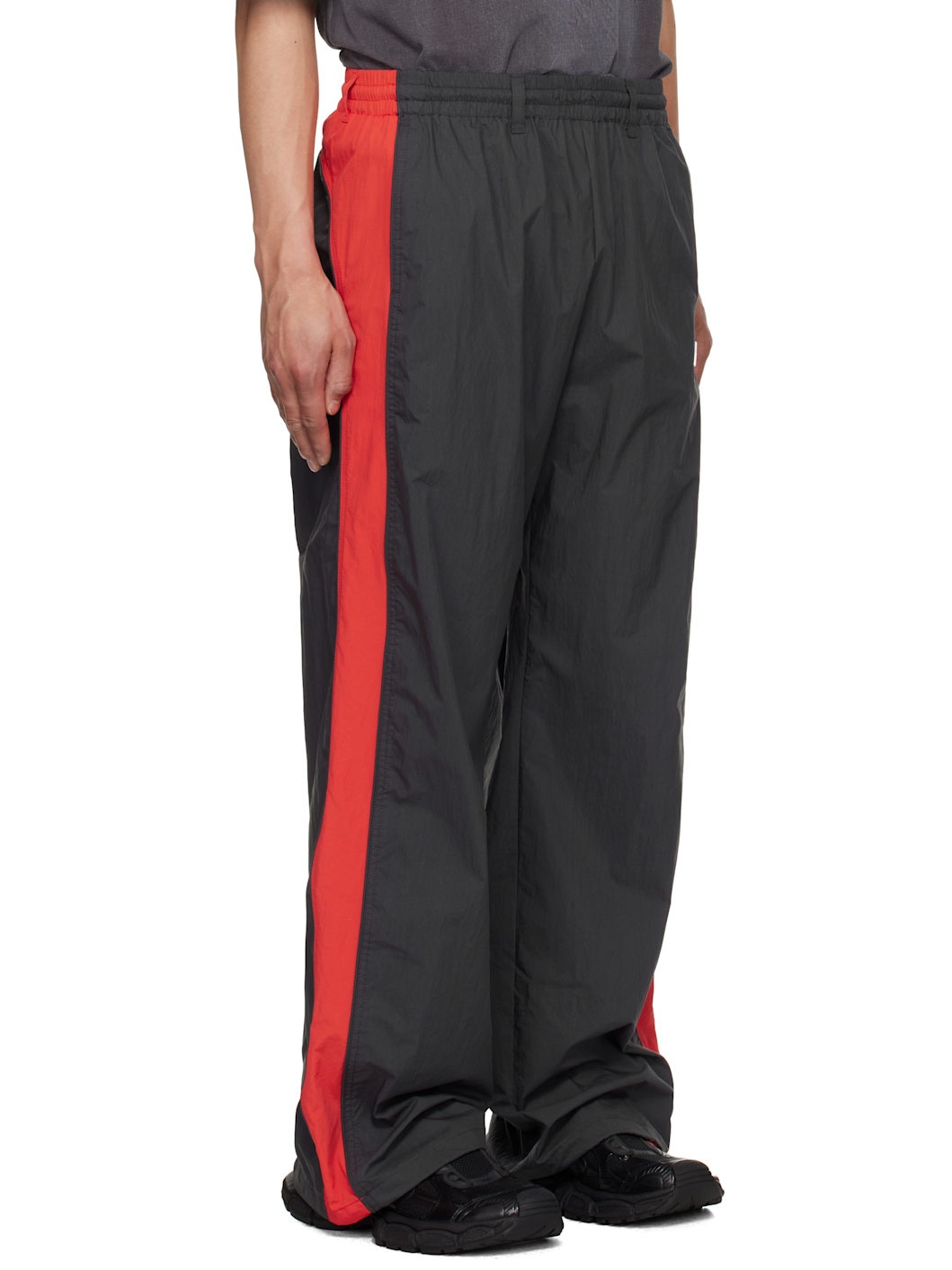 Gray & Red Selldone Colorblock Trousers - 2