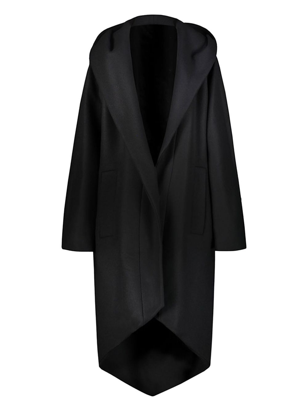 hooded asymmetrical coat - 2