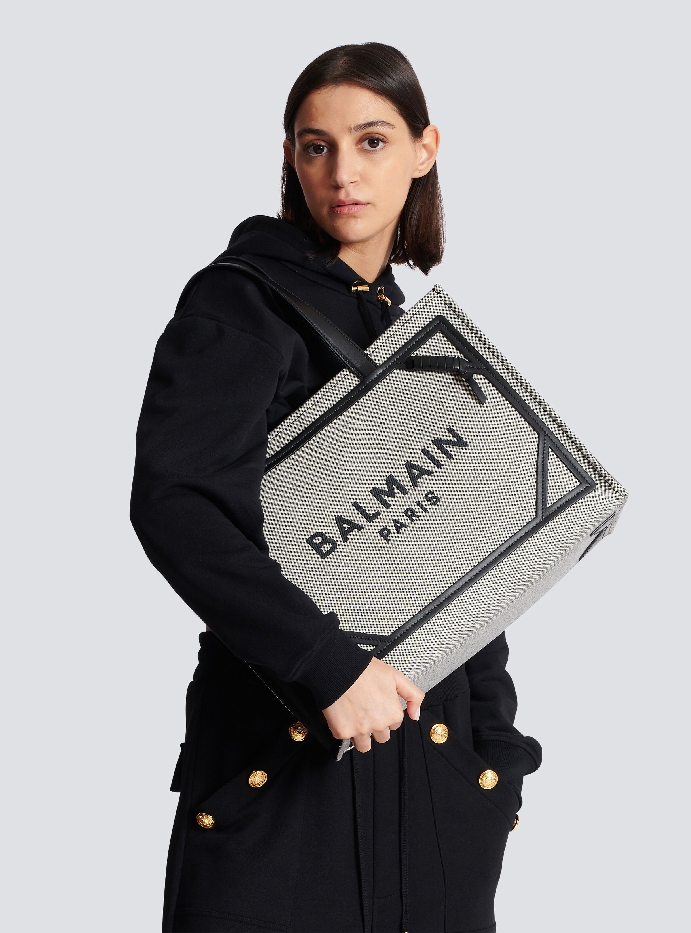 B-Army 42 canvas and smooth leather tote bag 8