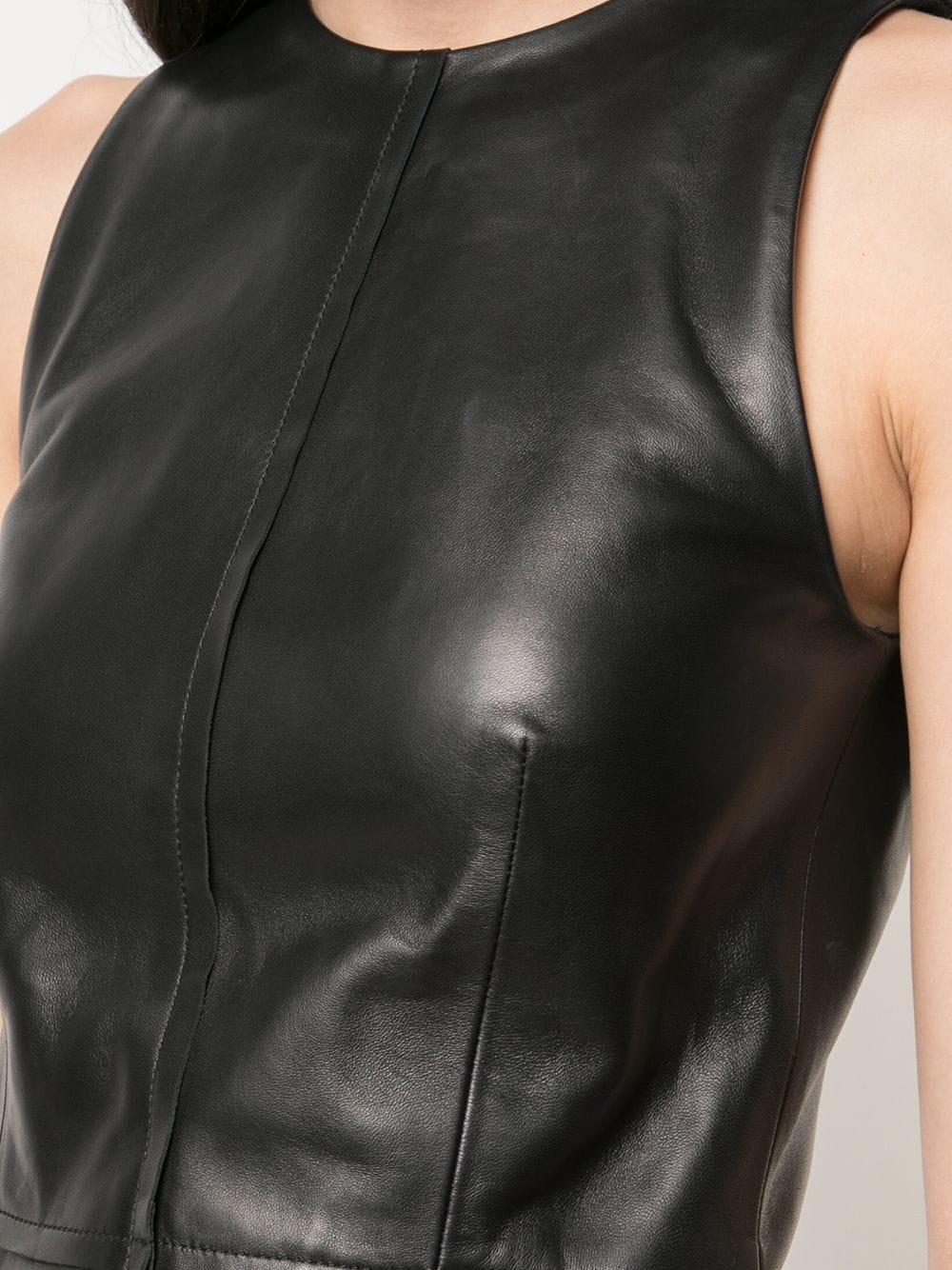 Sleeveless Leather Peplum Top - 5