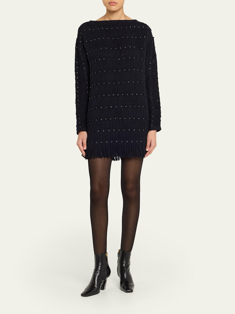 diotima Notte Crystal Fringed Knit Mini Dress outlook