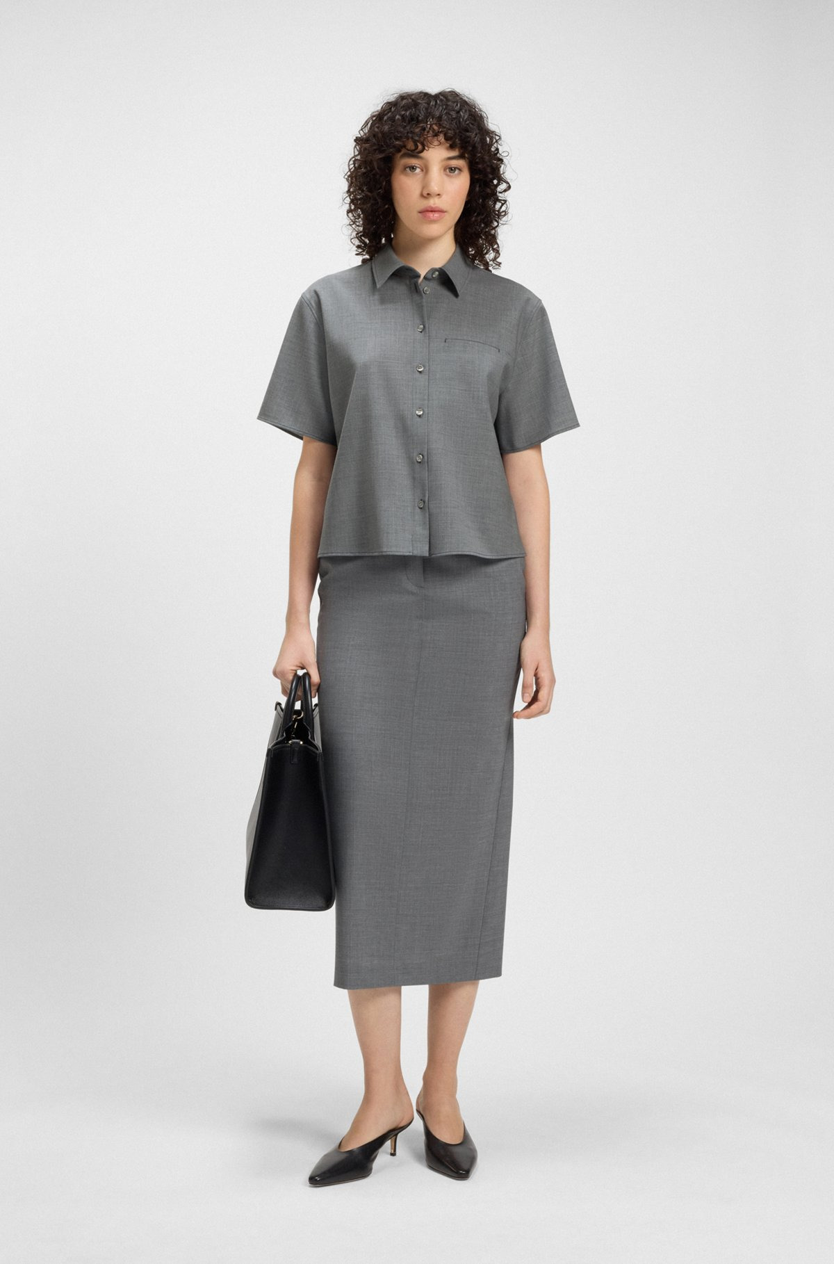PENCIL SKIRT IN MELANGE VIRGIN WOOL - 3