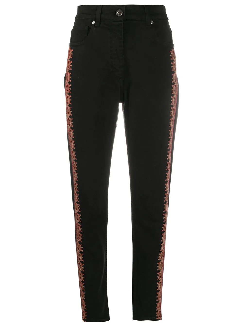 embroidered edge slim-fit jeans  - 1