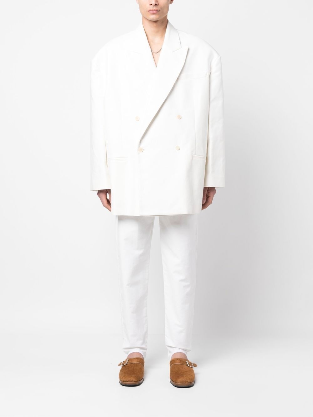 slim-cut cotton trousers - 2