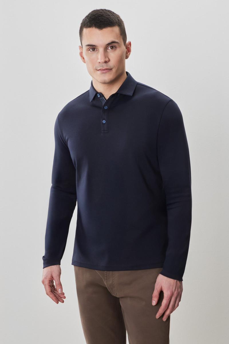 The Barakett Long Sleeve Herringbone Polo 1
