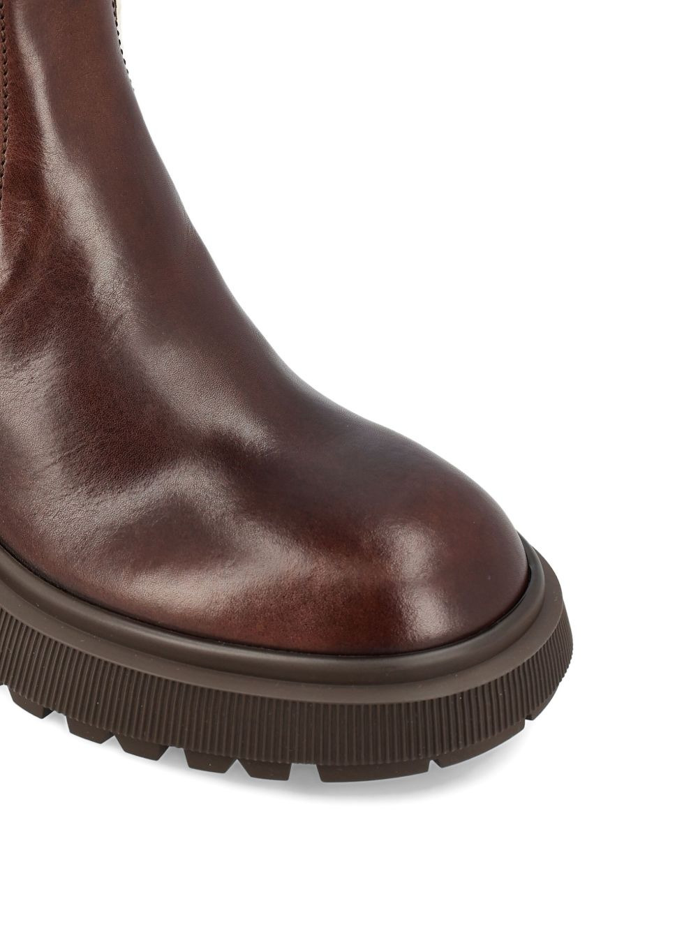 knit-trim leather boots - 3