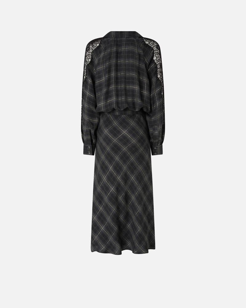 LONG CHECK DRESS WITH LACE 6
