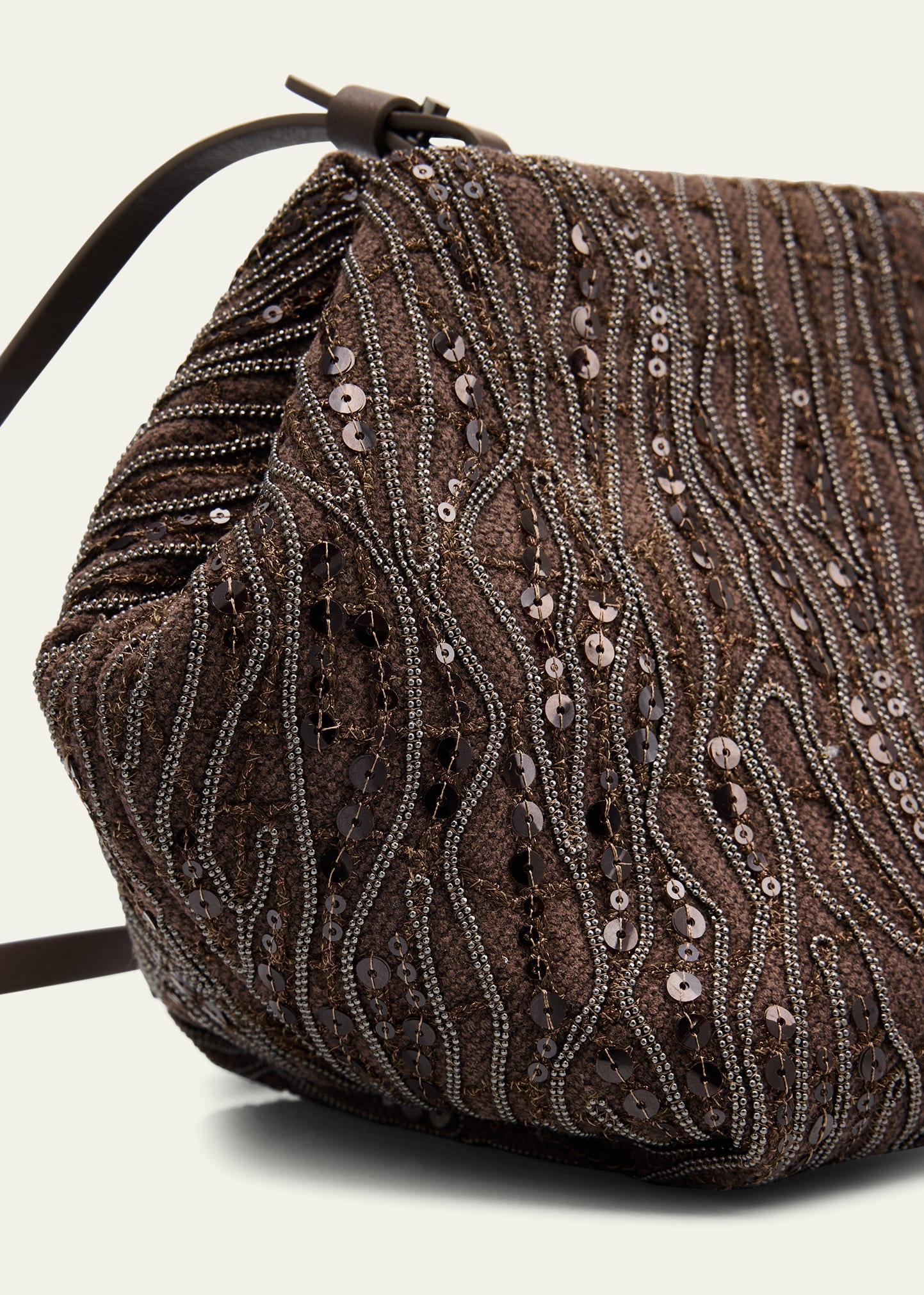 Pleated Mesh Monili Clutch Bag - 5