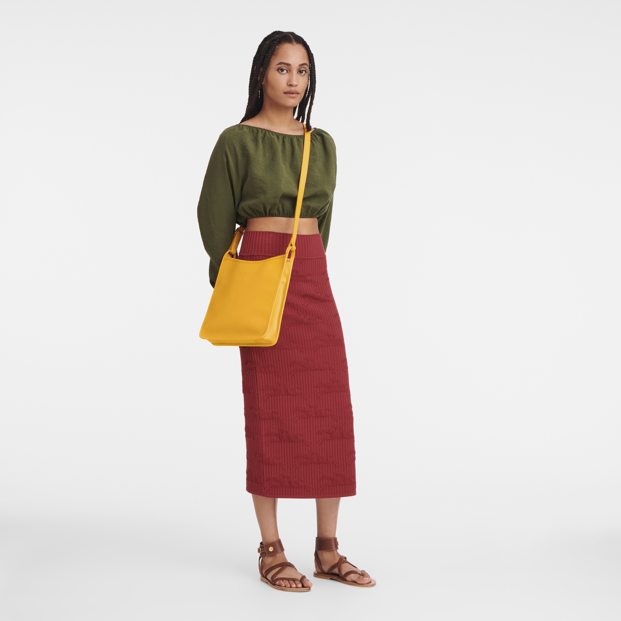 Le Foulonné M Crossbody bag Apricot - Leather - 2