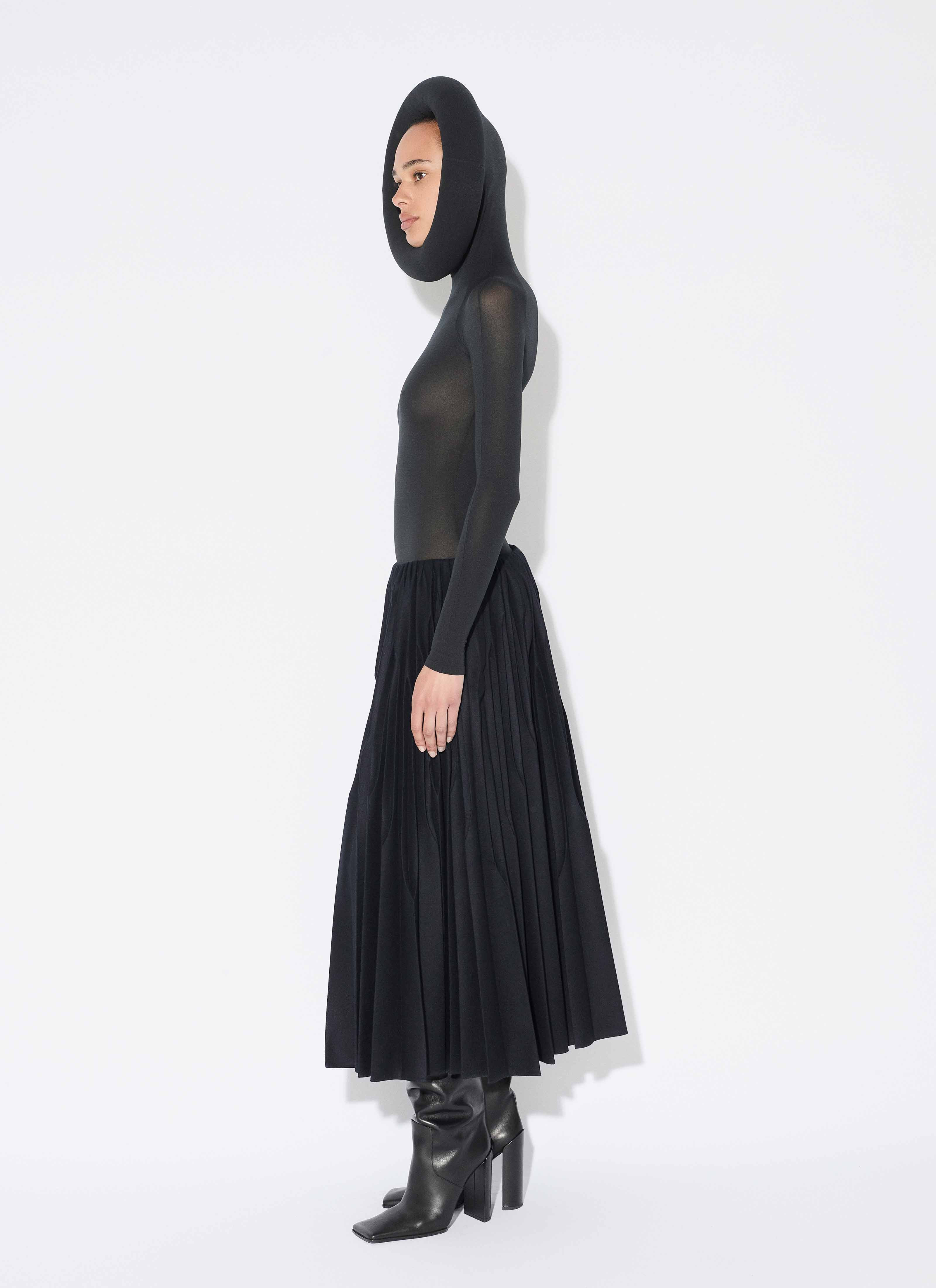 SCULPTURAL HOOD BODYSUIT IN SECOND-SKIN KNIT - 5