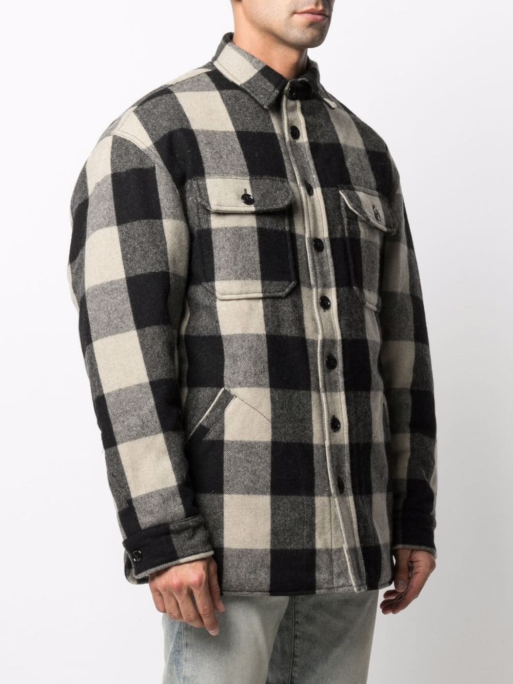 check button-down shirt jacket - 3