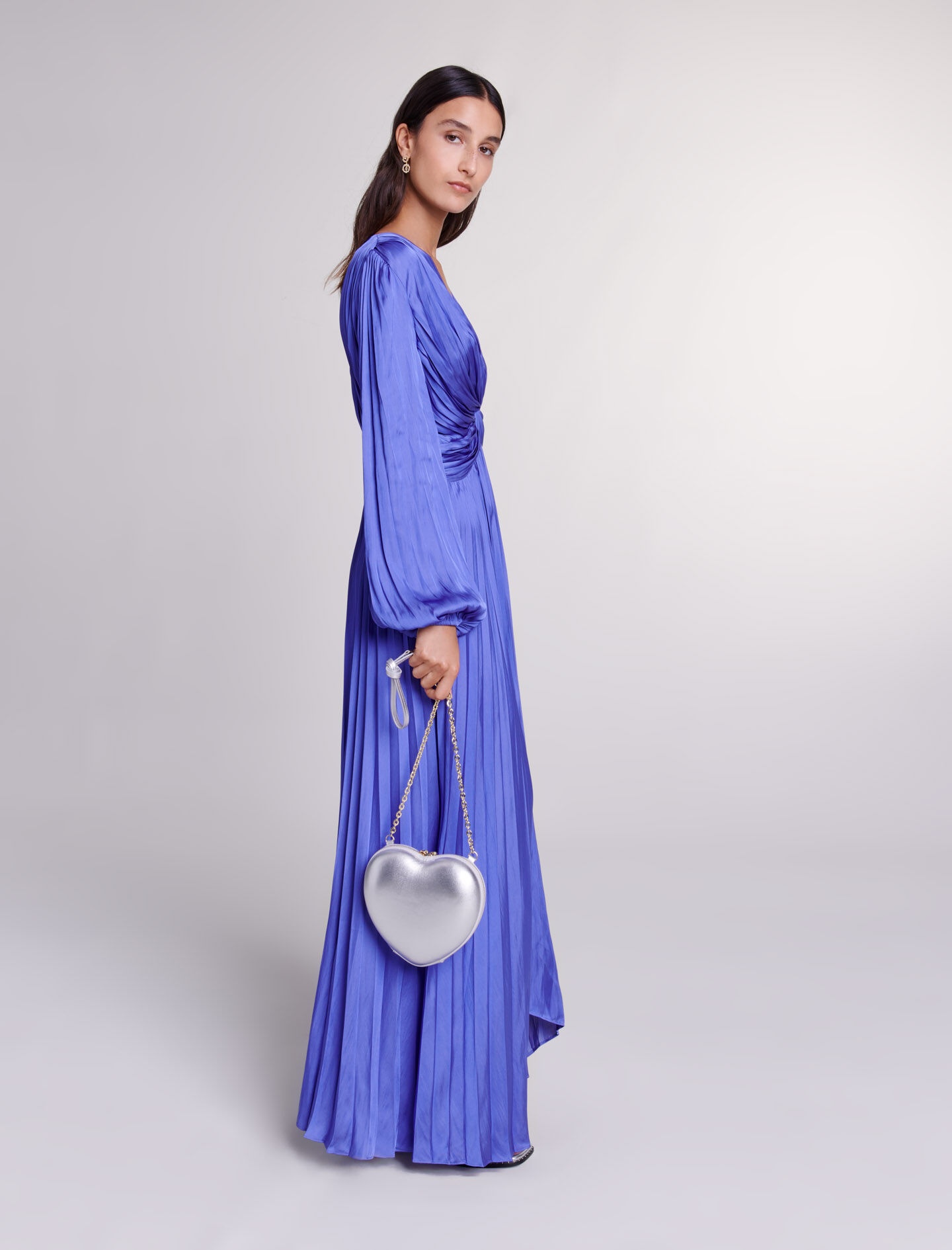 Satin-effect draped maxi dress - 4