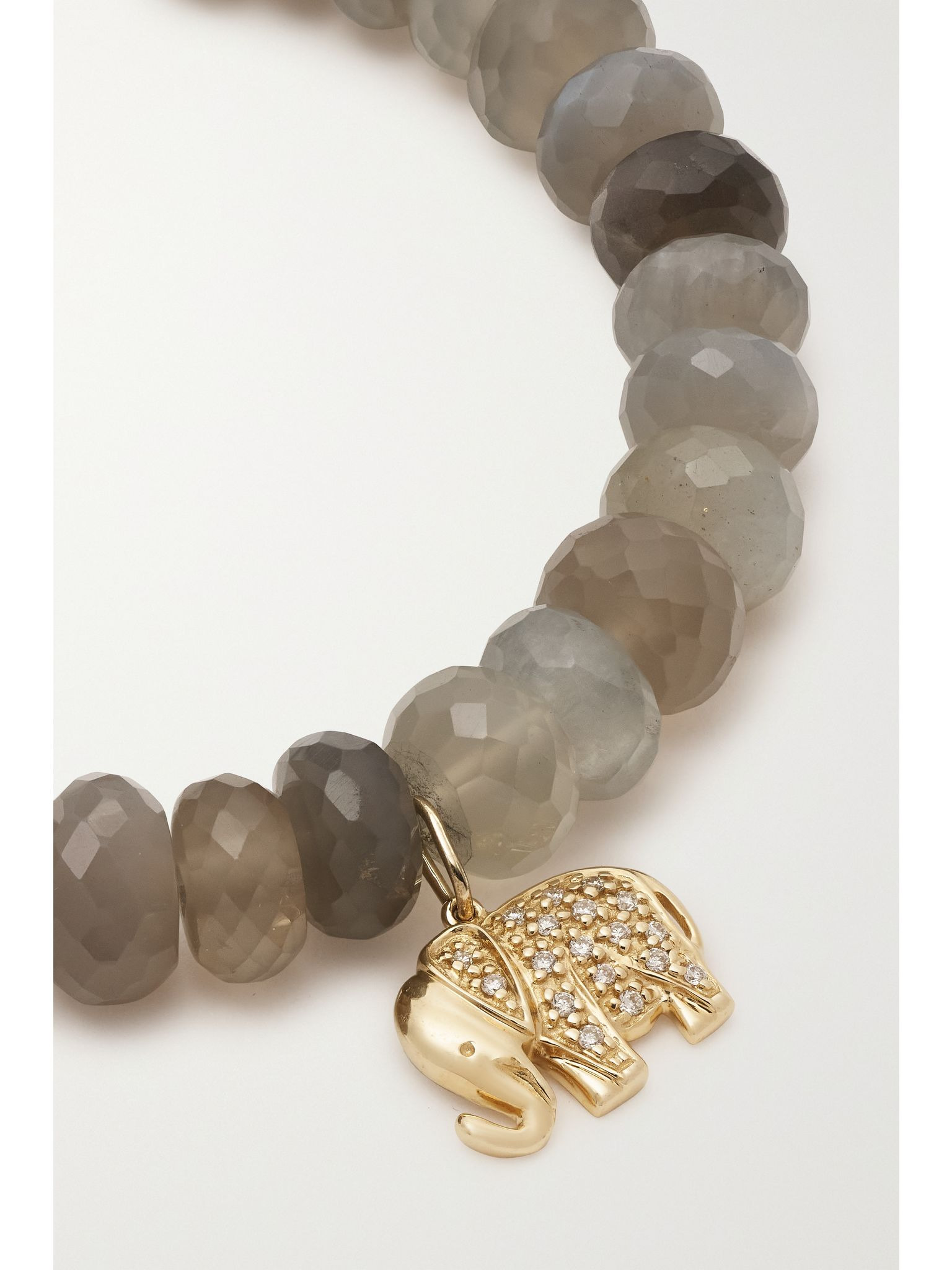 Elephant 14-karat gold, moonstone and diamond bracelet Gray - 4