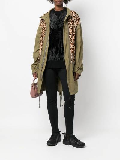Junya Watanabe leopard-print panelled parka coat outlook