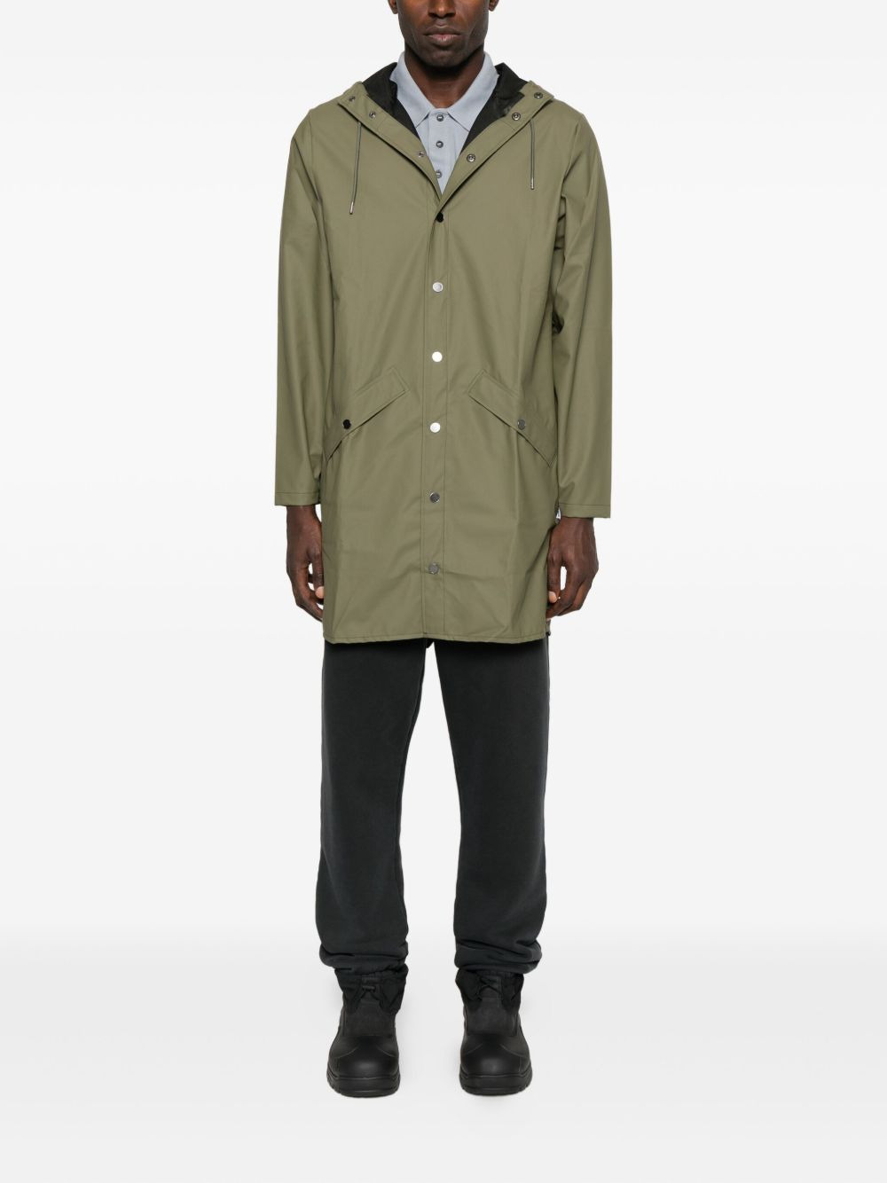 hooded buttoned coat - 3