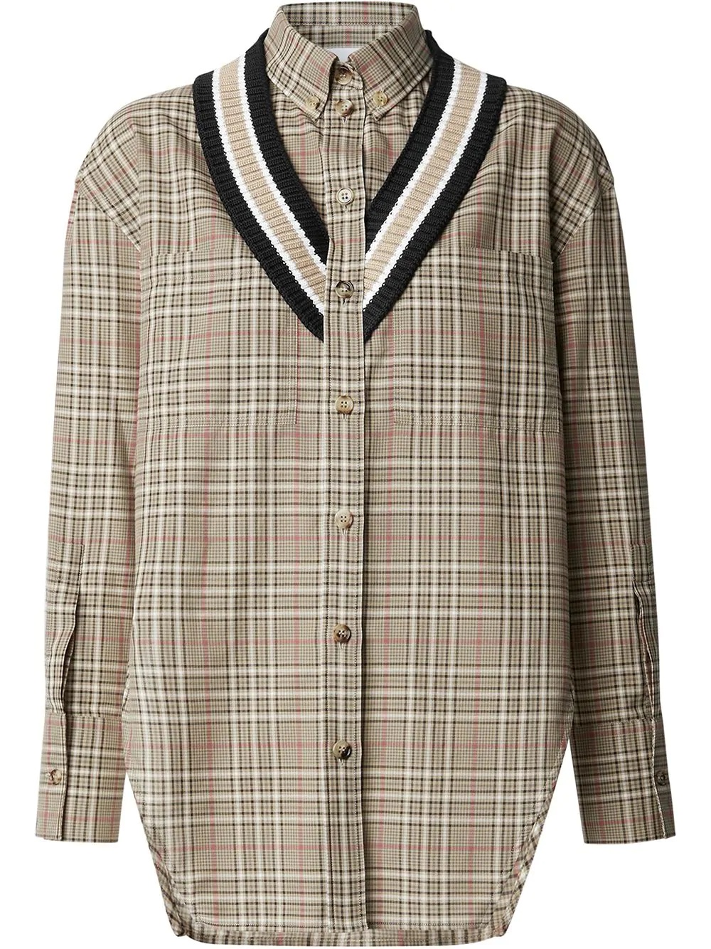 oversized cricket stripe check shirt - 1