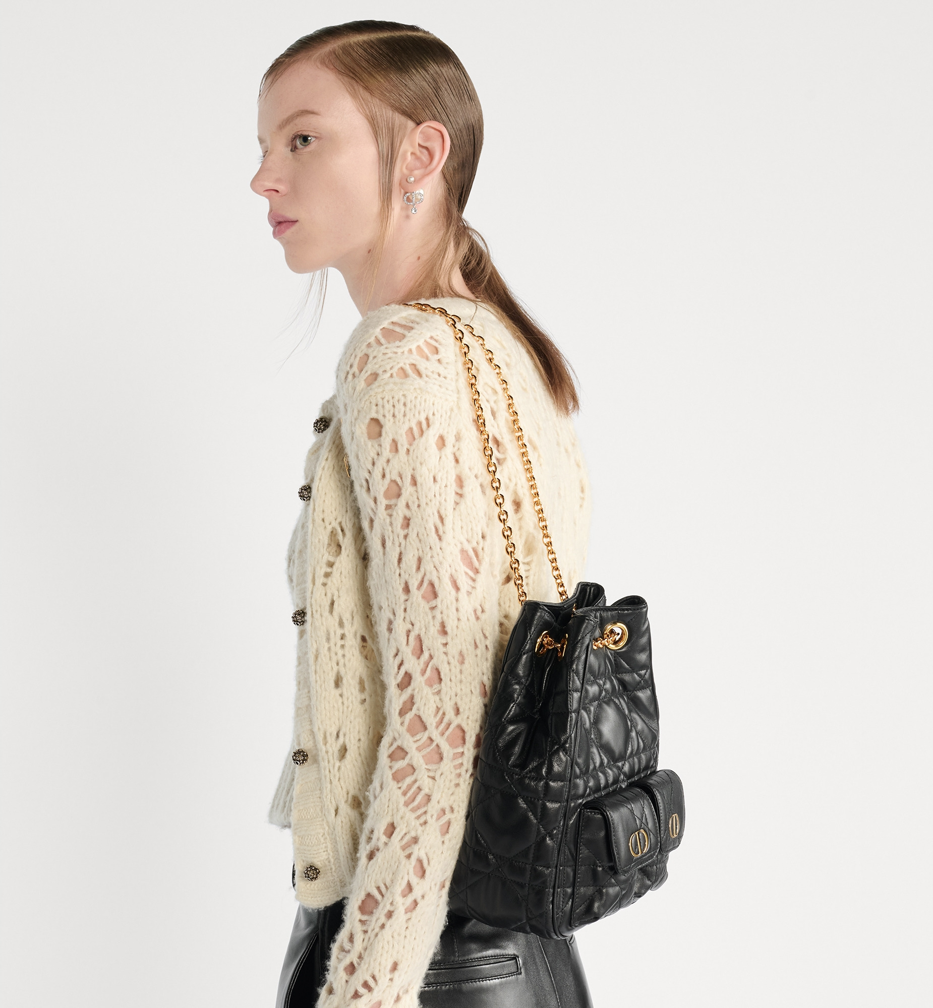 Medium Dior Caro Multicarry Backpack with Chain - 2