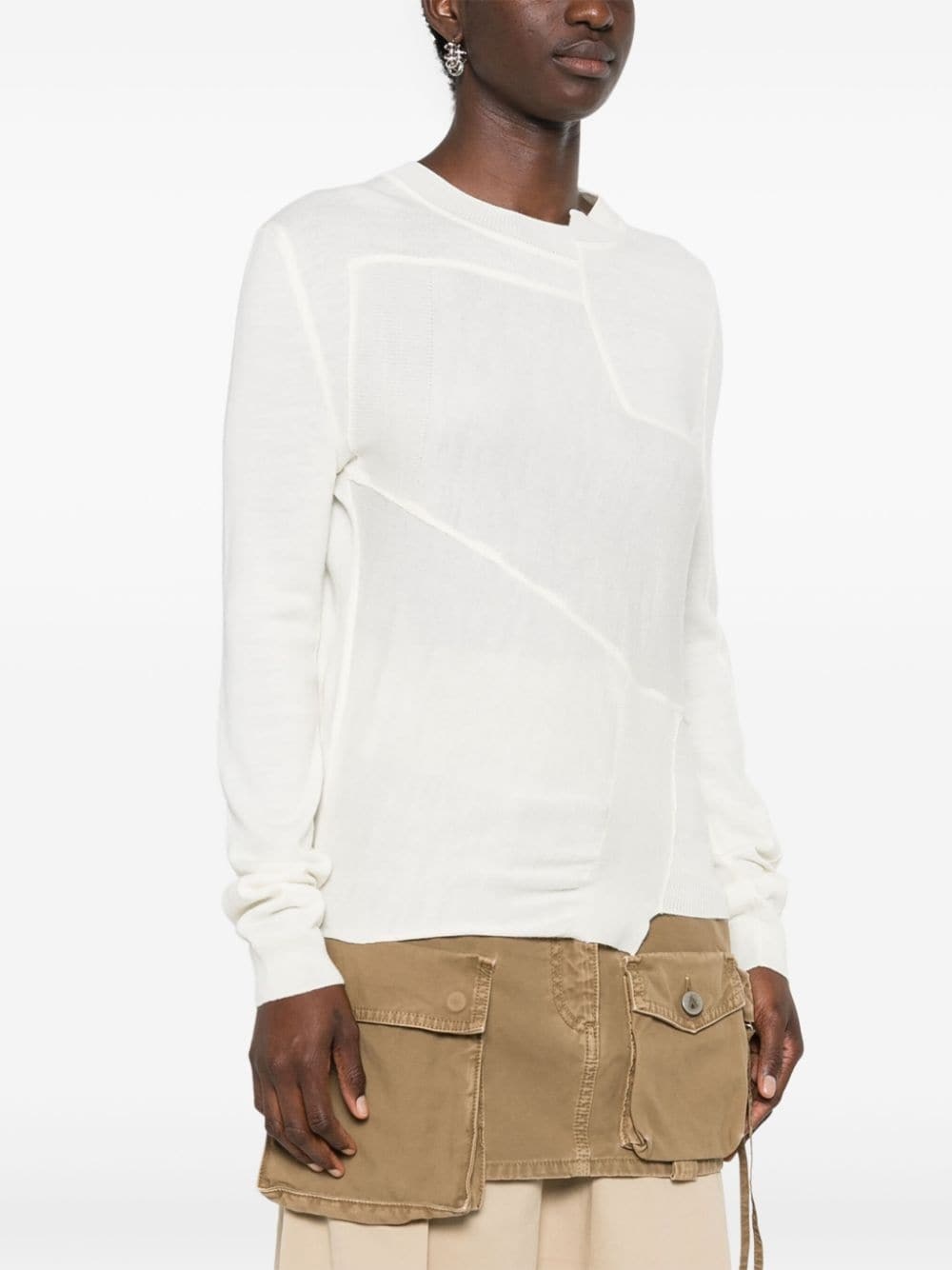 asymmetric virgin wool blend jumper - 3