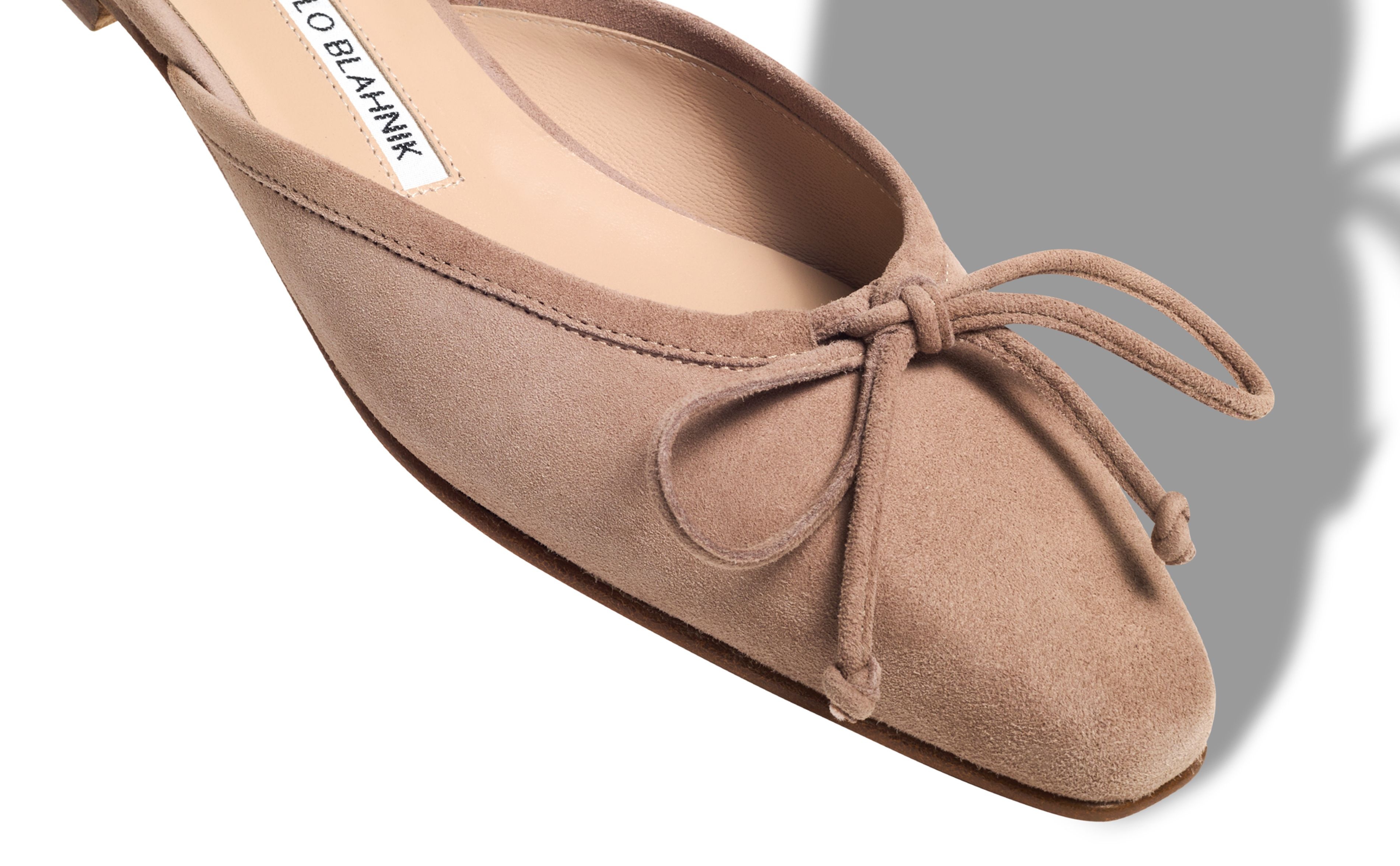 Light Beige Suede Flat Mules - 4