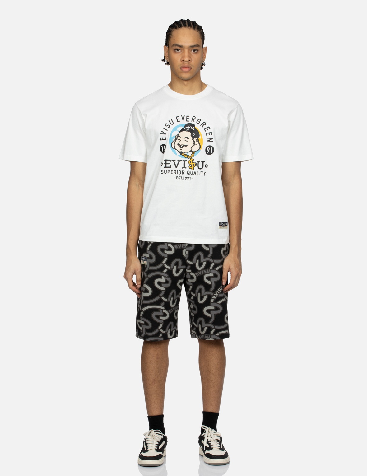 ALLOVER OVERLAPPING SEAGULL PRINT REGULAR FIT SWEAT SHORTS - 4