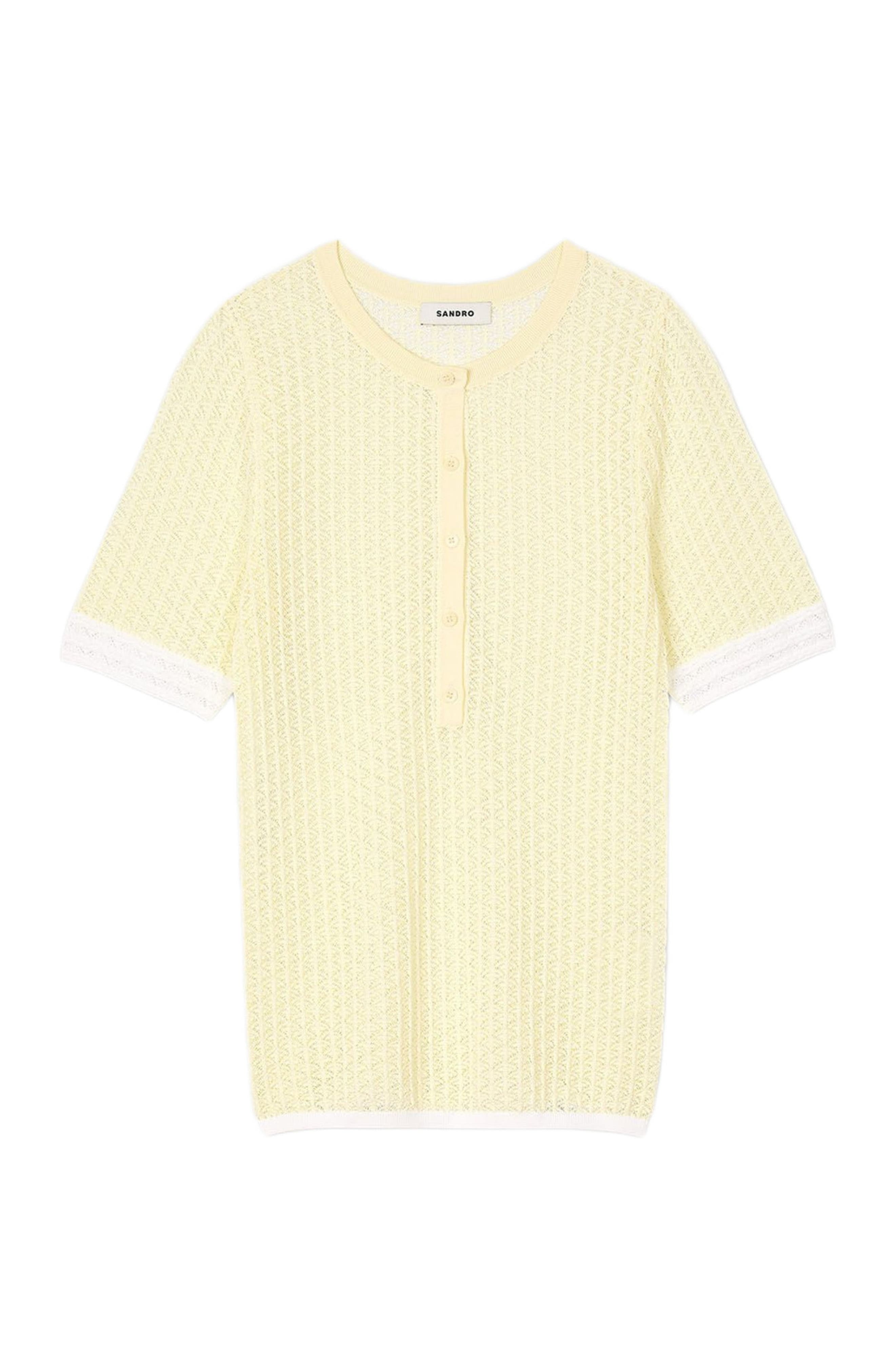 SANDRO Short-sleeved sweater in Light Yellow at Nordstrom - 5
