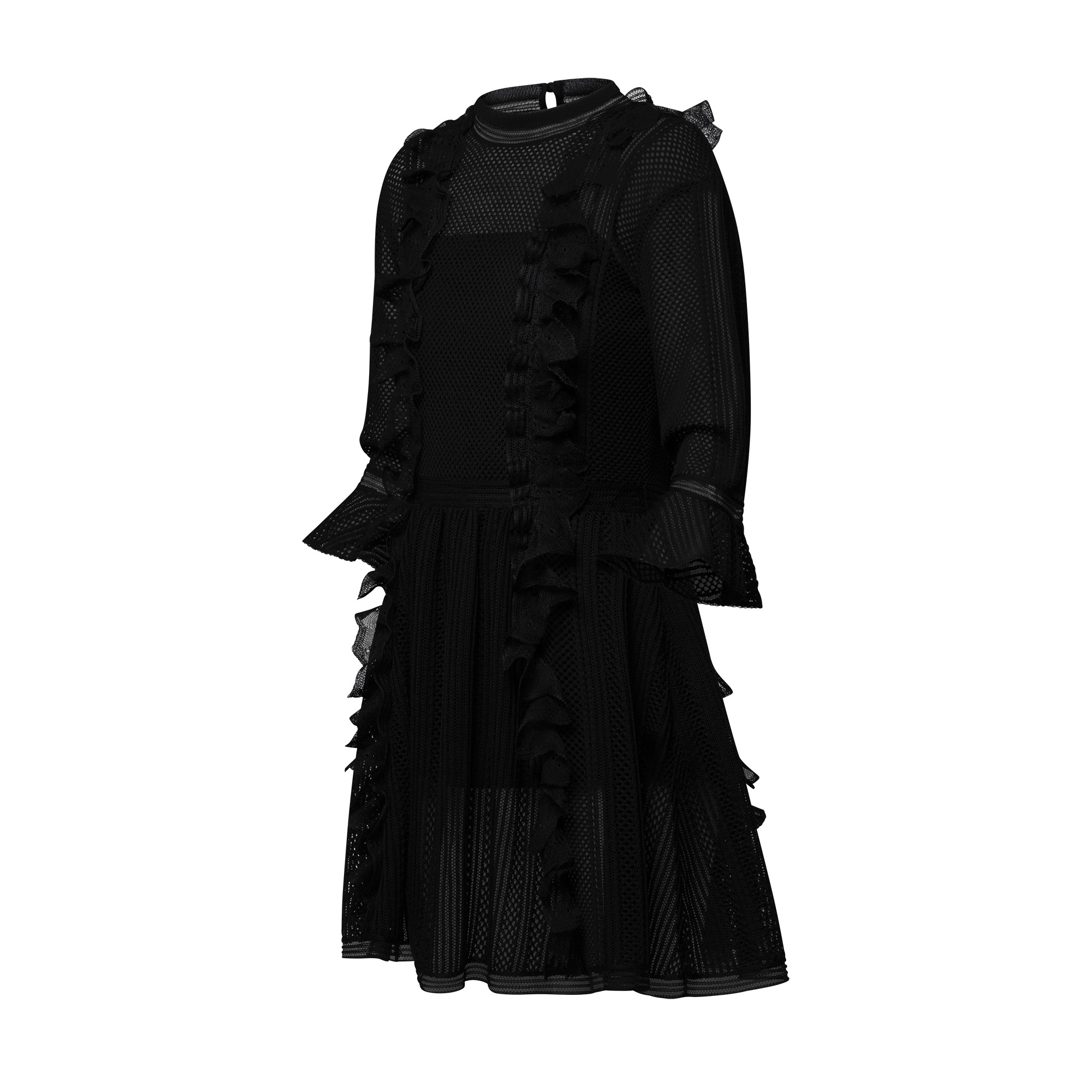 Mesh Knit Ruffle Dress - 2
