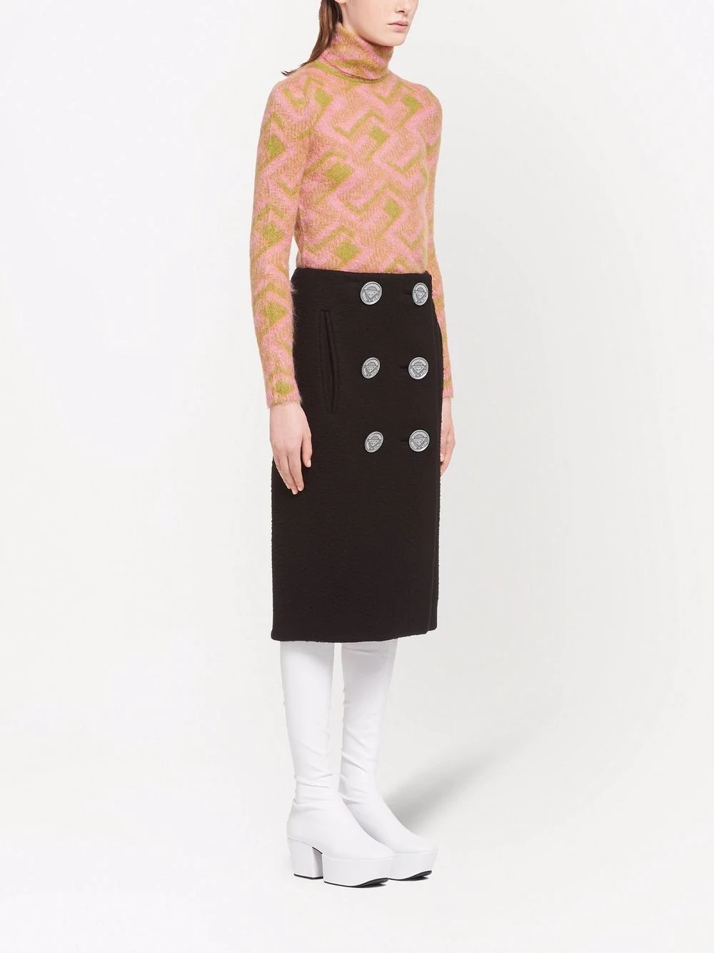 button-detail midi skirt - 3