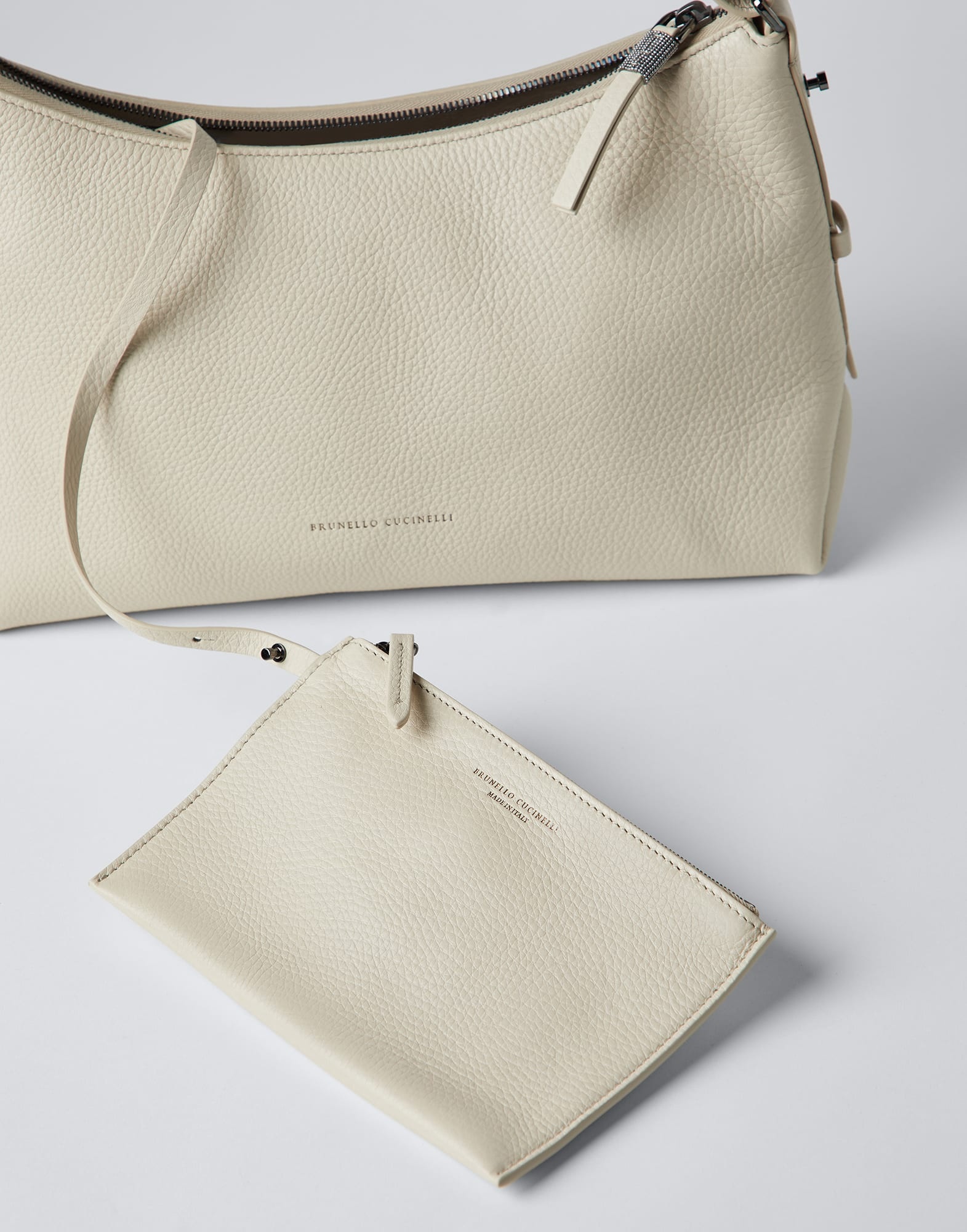 Texture calfskin hobo bag with monili - 5