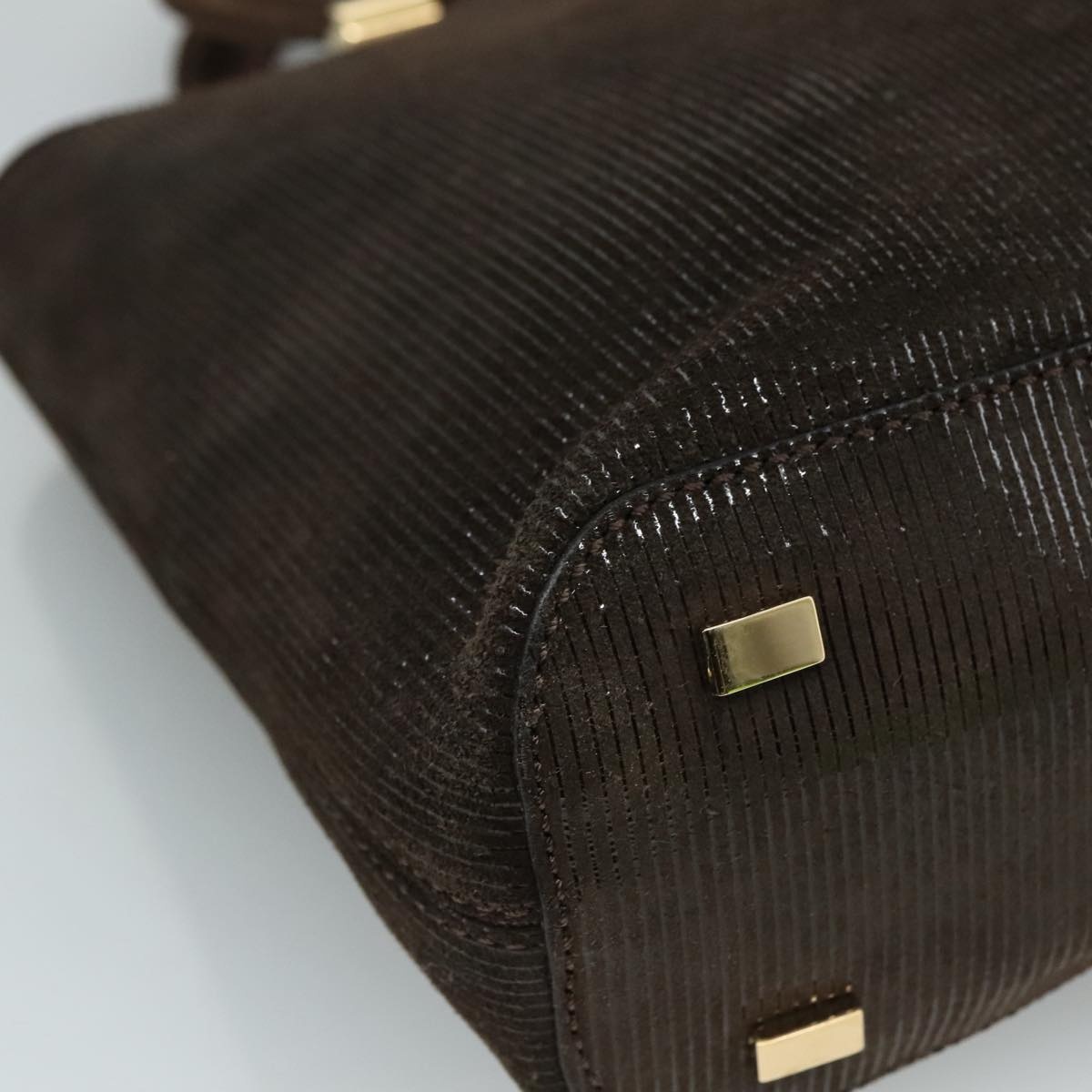 CELINE Hand Bag Suede Brown Gold - 14
