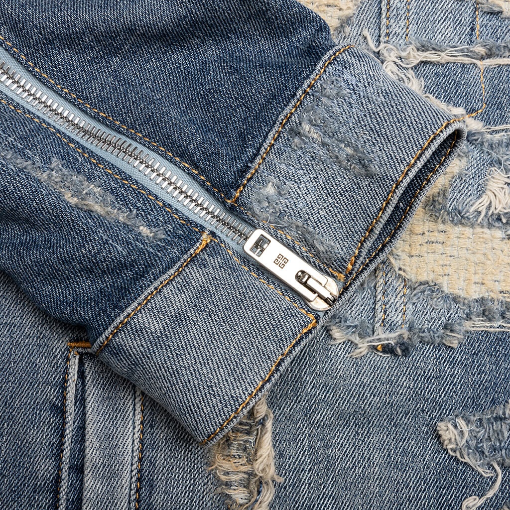 OVERSIZED DENIM RIVET ZIP JACKET - LIGHT BLUE - 3