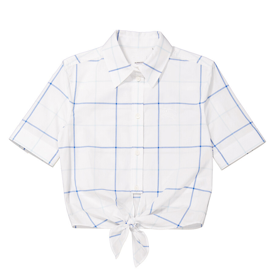 Burberry Check Printed Buttoned Cotton Cropped Shirt - 5